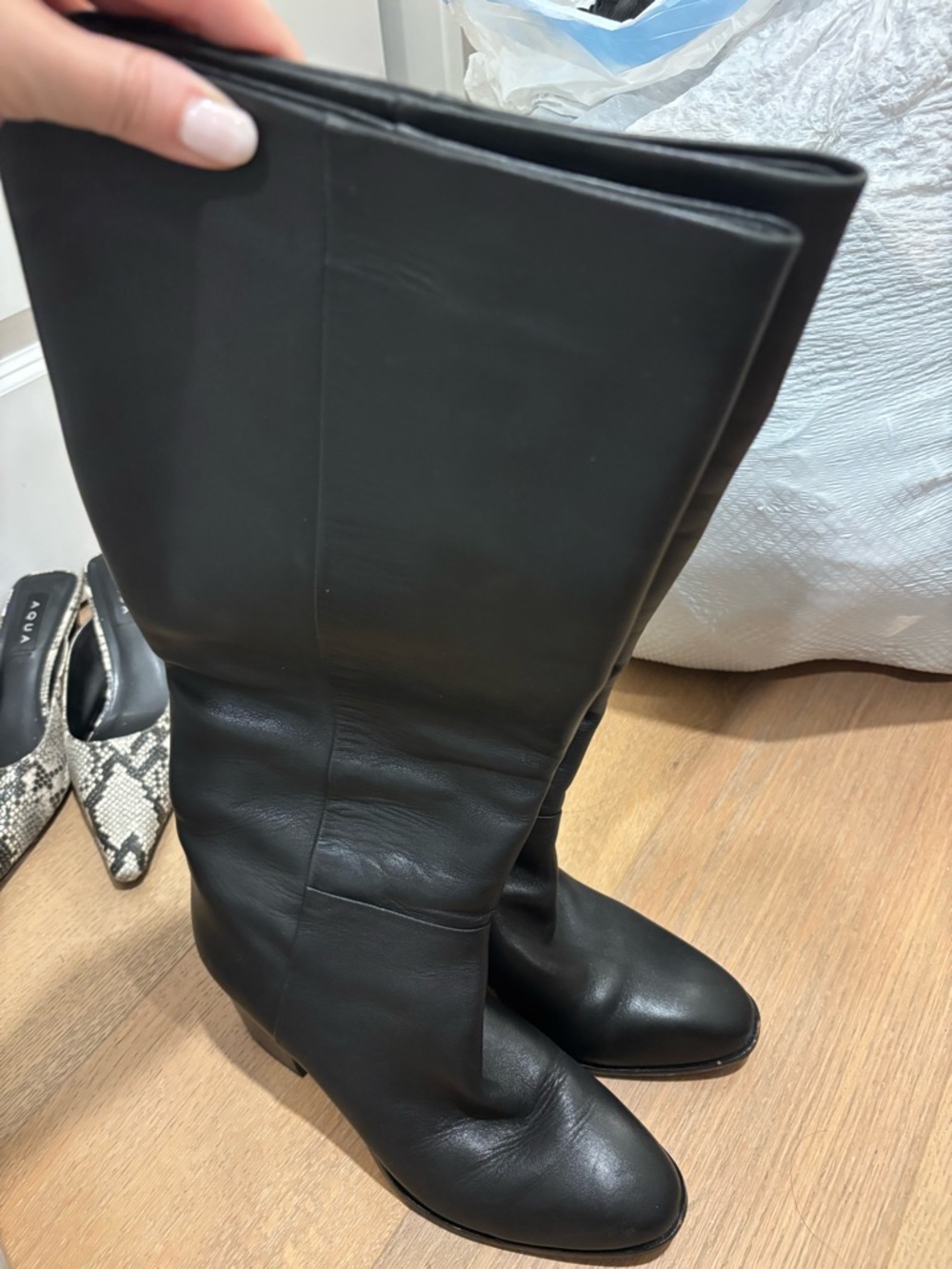 J. Crew Black Leather Knee-High Boots